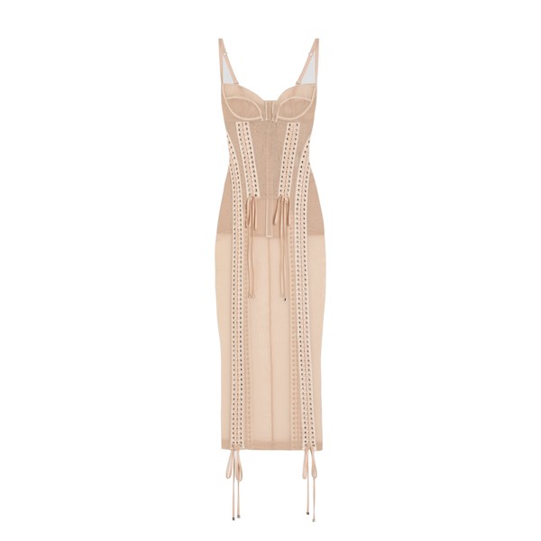 Dolce & Gabbana Light tulle calf-length slip dress with corset details