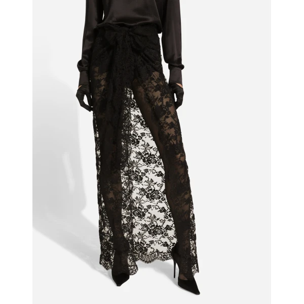 Dolce & Gabbana Long Chantilly lace skirt, view 5