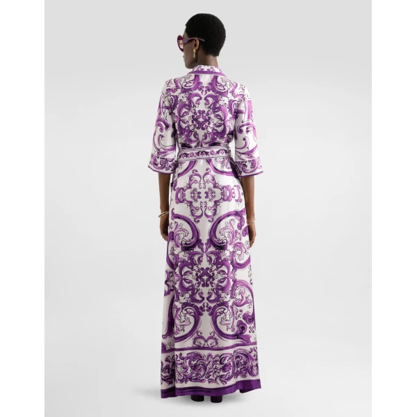 Dolce & Gabbana Long Majolica-print silk dressing robe, view 3