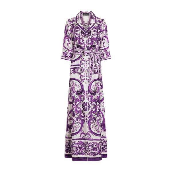 Dolce & Gabbana Long Majolica-print silk dressing robe