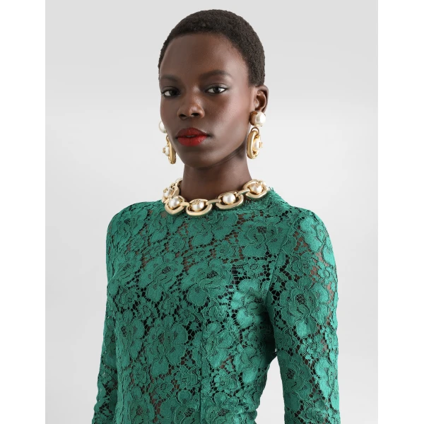 Dolce & Gabbana Long chiffon and lace dress, view 4