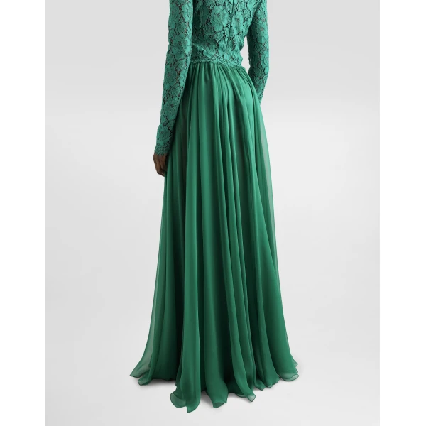Dolce & Gabbana Long chiffon and lace dress, view 5