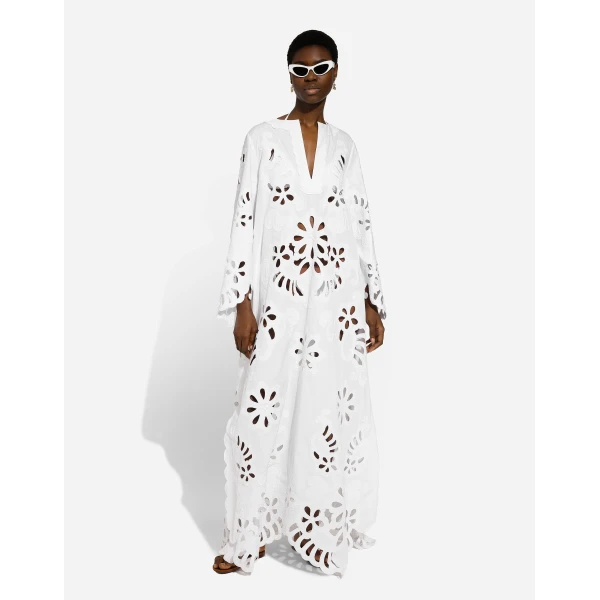 Dolce & Gabbana Long cotton caftan with cut-out detailing Dress, view 2
