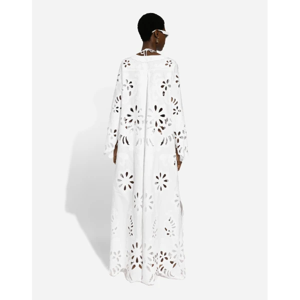 Dolce & Gabbana Long cotton caftan with cut-out detailing Dress, view 3