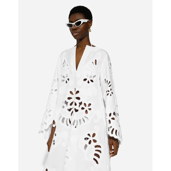 Dolce & Gabbana Long cotton caftan with cut-out detailing Dress, view 4