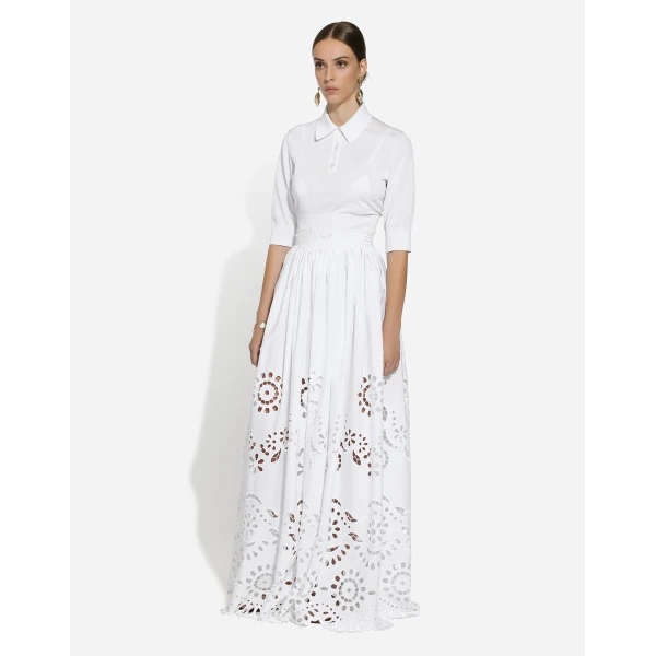 Dolce & Gabbana Long cotton circle skirt with cut-out detailing, view 2