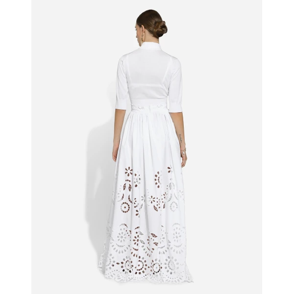 Dolce & Gabbana Long cotton circle skirt with cut-out detailing, view 3