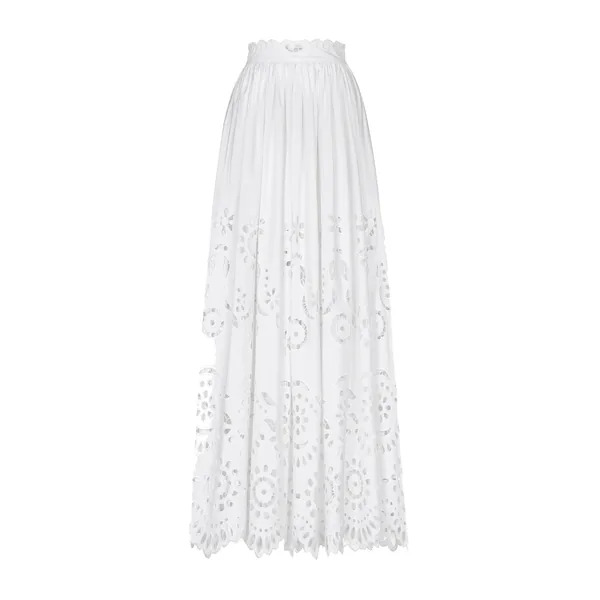 Long cotton circle skirt with cut-out detailing