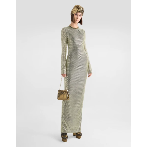 Dolce & Gabbana Long crystal mesh dress, view 2