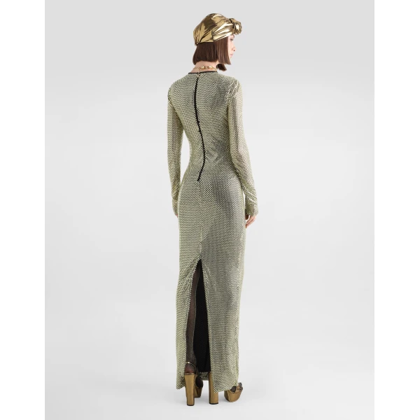 Dolce & Gabbana Long crystal mesh dress, view 3