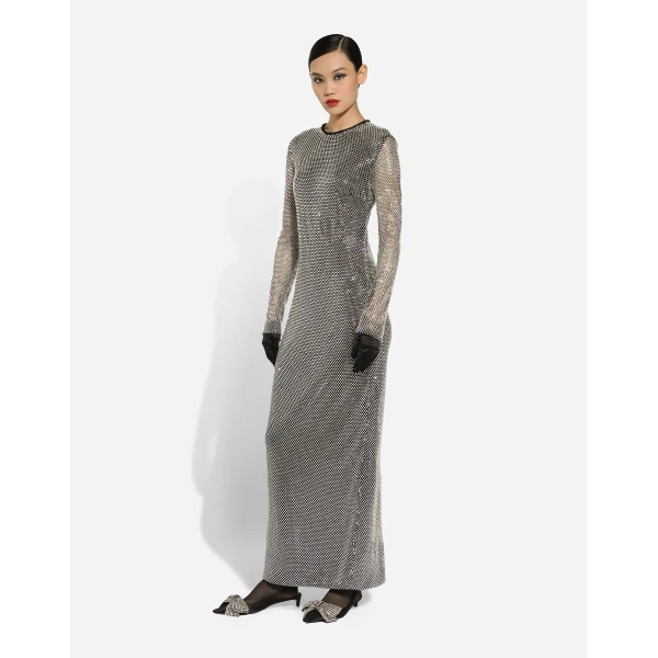 Dolce & Gabbana Long crystal mesh dress, view 3