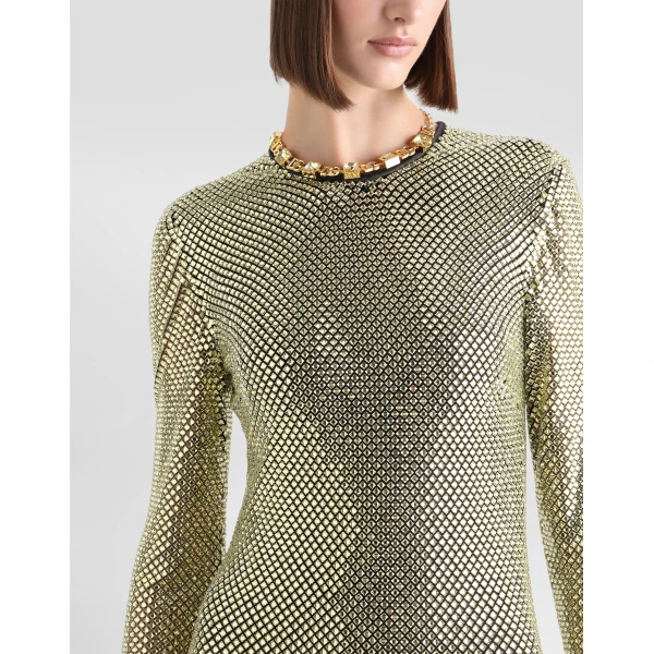 Dolce & Gabbana Long crystal mesh dress, view 4