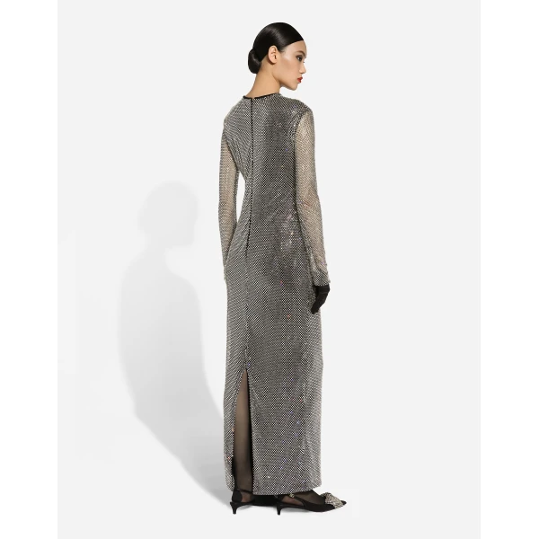 Dolce & Gabbana Long crystal mesh dress, view 4