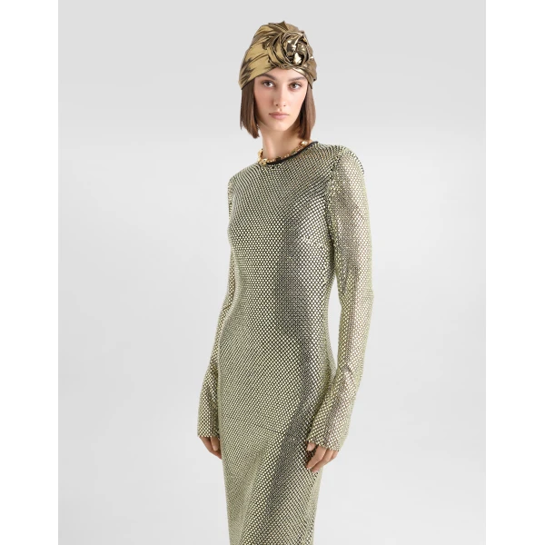 Dolce & Gabbana Long crystal mesh dress, view 5