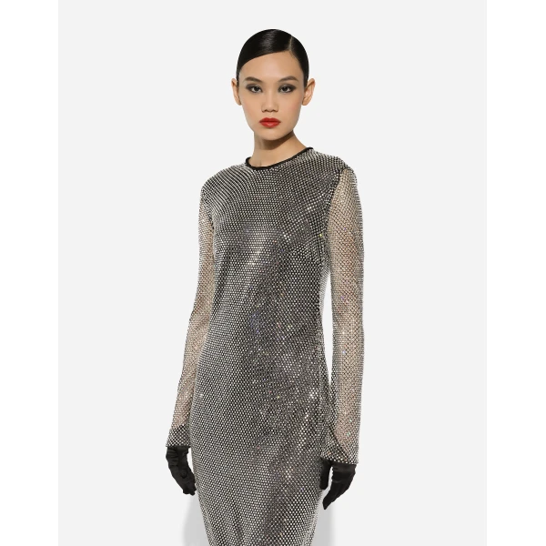 Dolce & Gabbana Long crystal mesh dress, view 5