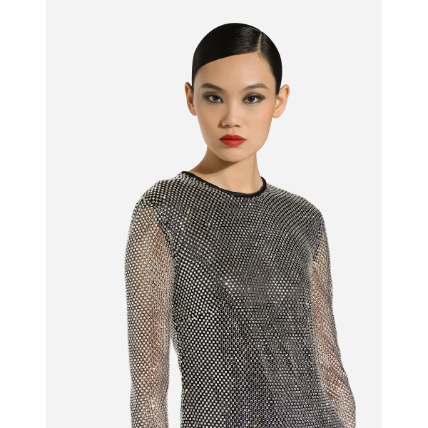 Dolce & Gabbana Long crystal mesh dress, view 6