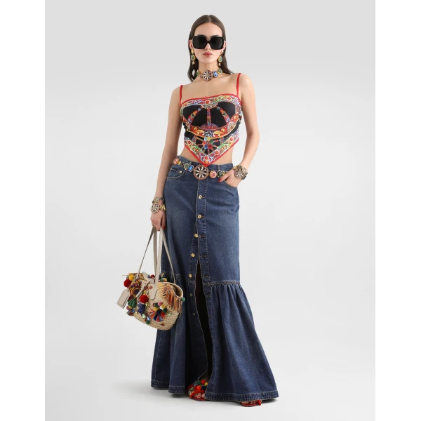 Dolce & Gabbana Long denim skirt, view 2