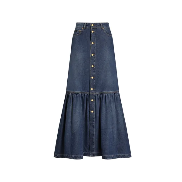 Long denim skirt