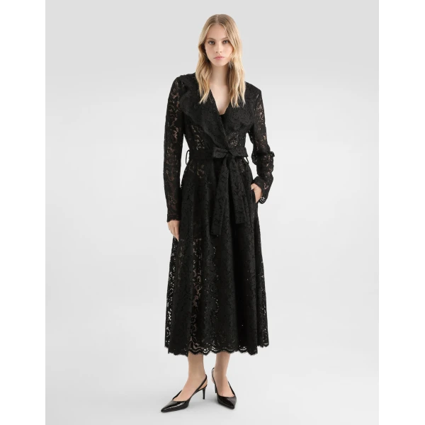 Dolce & Gabbana Long double-breasted cordonetto lace coat, view 2