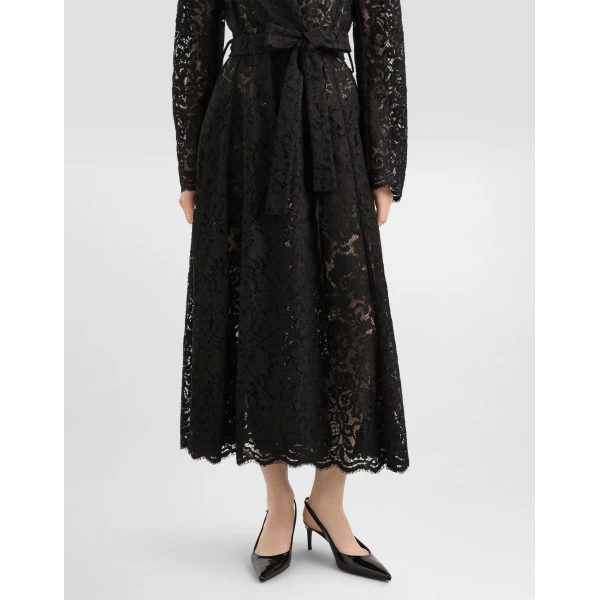 Dolce & Gabbana Long double-breasted cordonetto lace coat, view 4