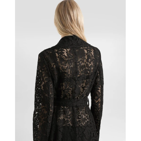 Dolce & Gabbana Long double-breasted cordonetto lace coat, view 5
