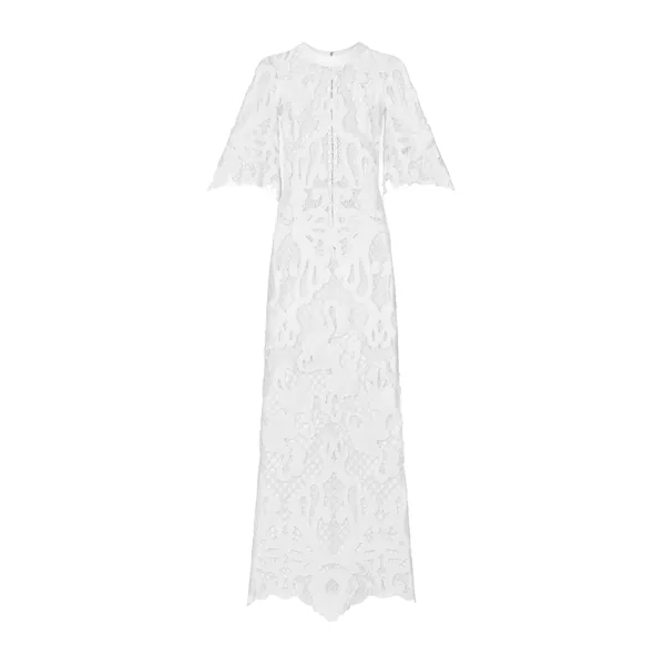 Long dress with openwork embroidery