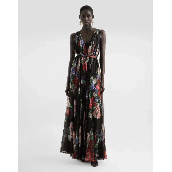 Dolce & Gabbana Long floral-print chiffon dress, view 2