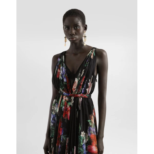 Dolce & Gabbana Long floral-print chiffon dress, view 4