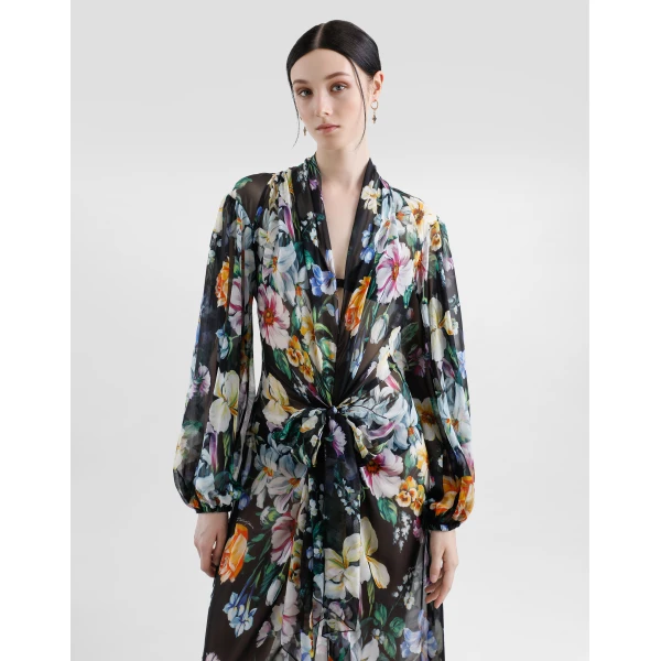 Dolce & Gabbana Long floral-print chiffon dress, view 4