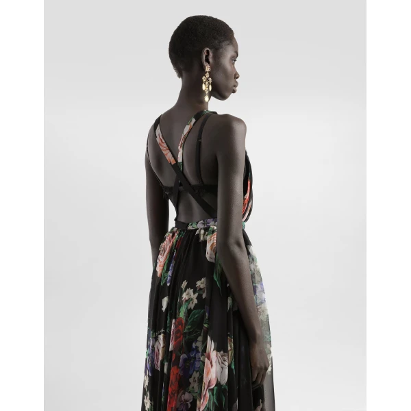 Dolce & Gabbana Long floral-print chiffon dress, view 5