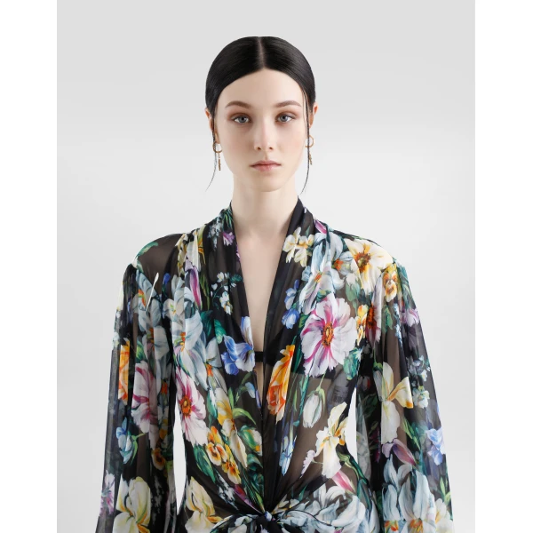 Dolce & Gabbana Long floral-print chiffon dress, view 5
