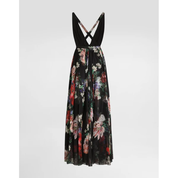 Dolce & Gabbana Long floral-print chiffon dress, view 6