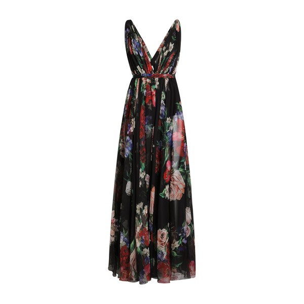 Dolce & Gabbana Long floral-print chiffon dress