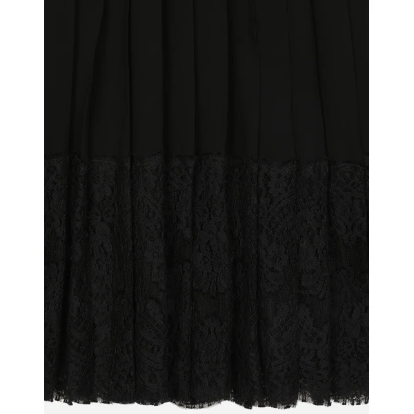 Dolce & Gabbana Long georgette skirt with lace edgings, view 5