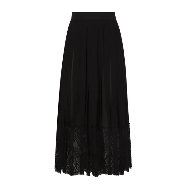 Dolce & Gabbana Long georgette skirt with lace edgings