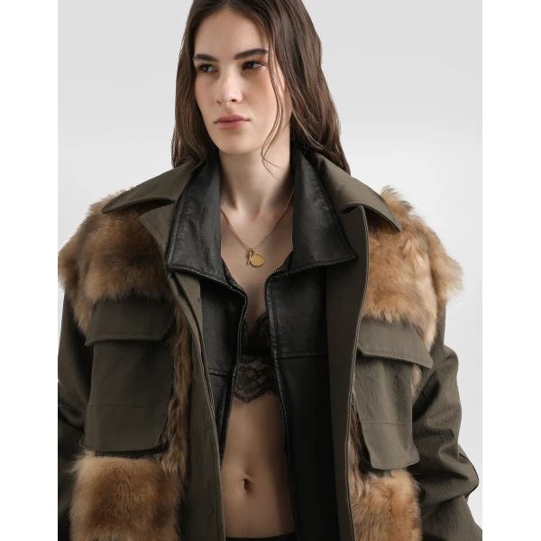 Dolce & Gabbana Long jacket in resin-coated gabardine, view 4