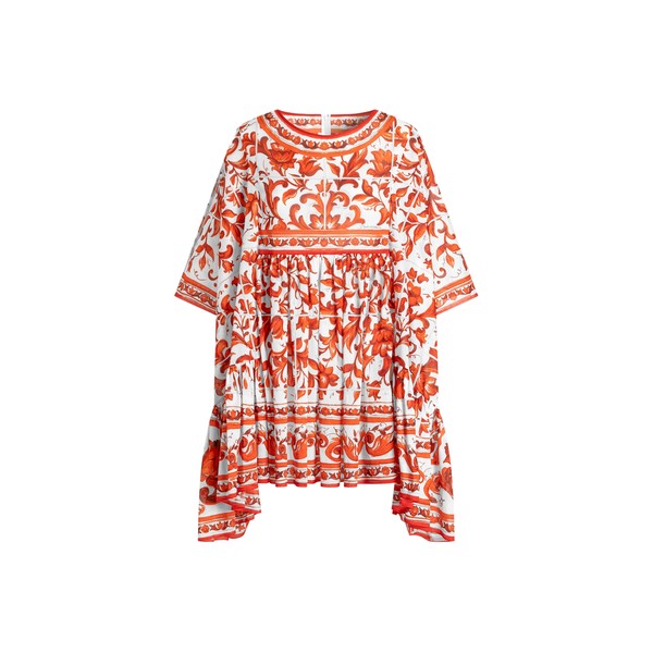 Dolce & Gabbana Long kaftan dress in majolica-print cotton