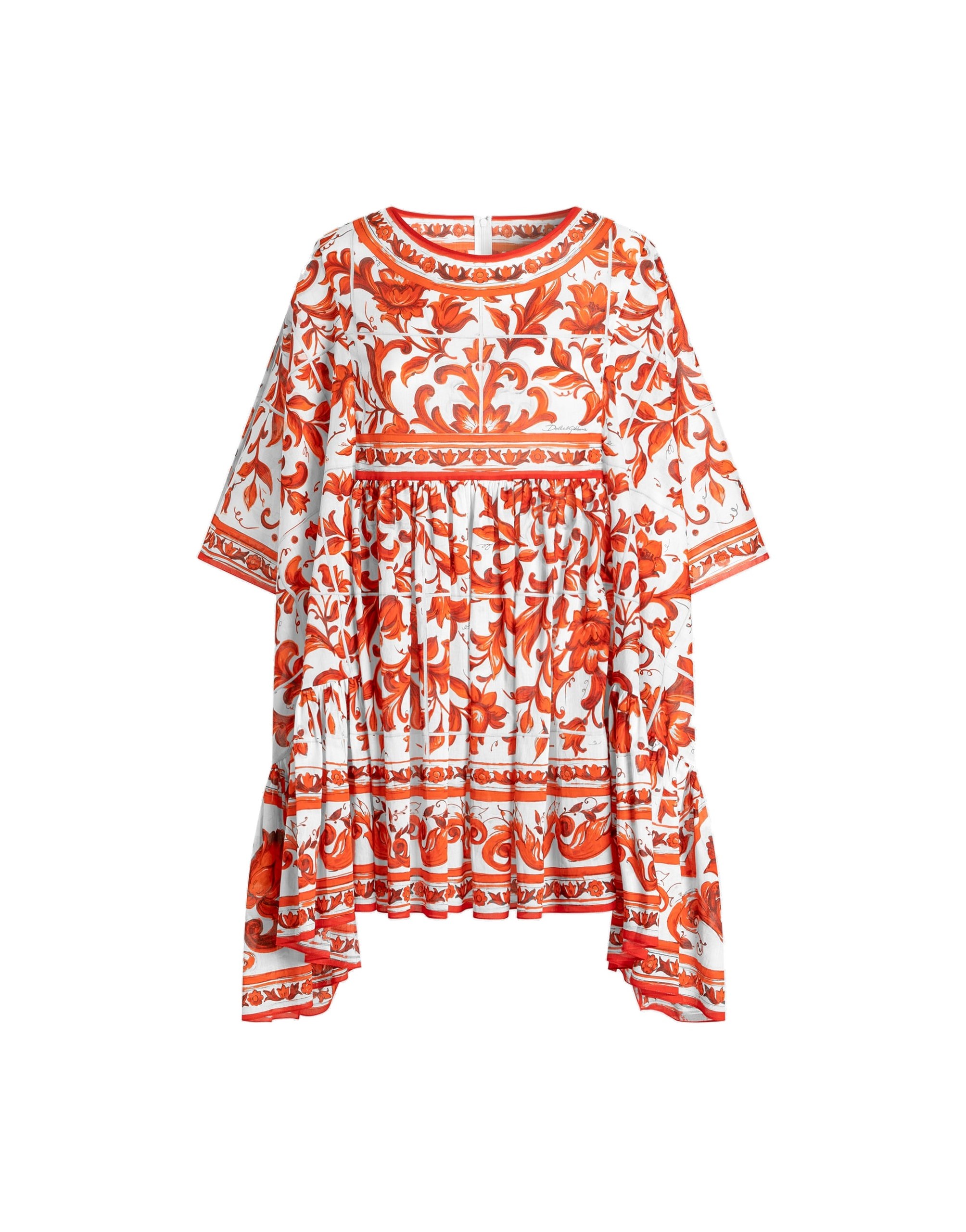 Dolce & Gabbana Long kaftan dress in majolica-print cotton