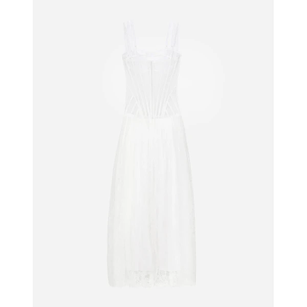 Dolce & Gabbana Long lace dress with corset detailing, view 2