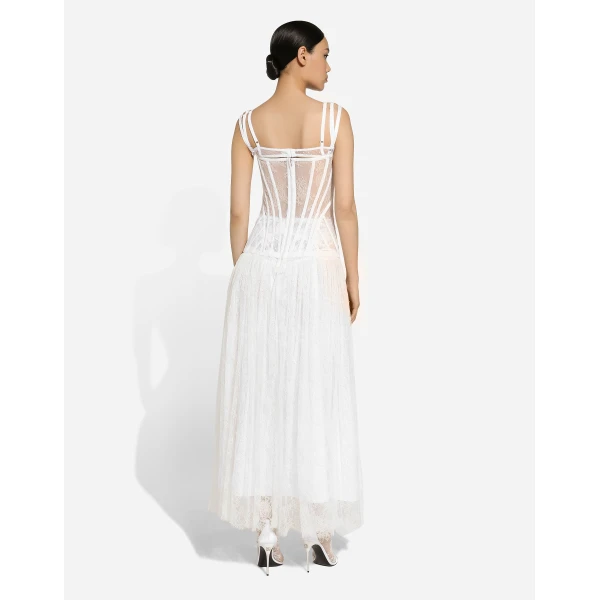 Dolce & Gabbana Long lace dress with corset detailing, view 4