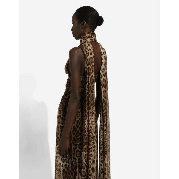 Dolce & Gabbana Long leopard-print chiffon dress, view 6