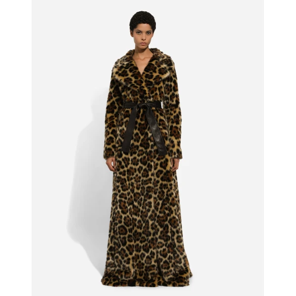 Dolce & Gabbana Long leopard-print faux fur coat, view 3
