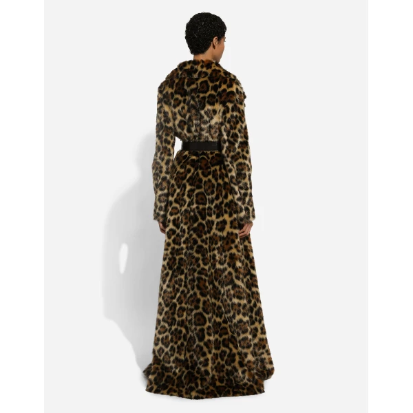 Dolce & Gabbana Long leopard-print faux fur coat, view 4