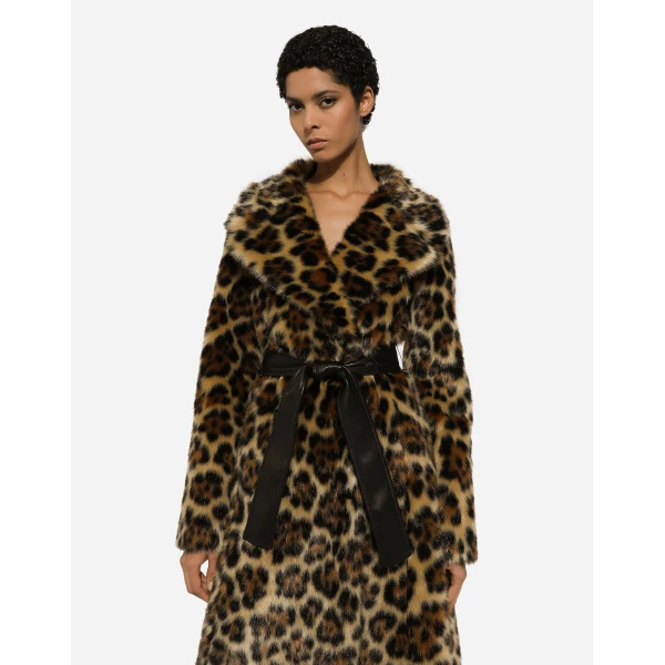 Dolce & Gabbana Long leopard-print faux fur coat, view 5