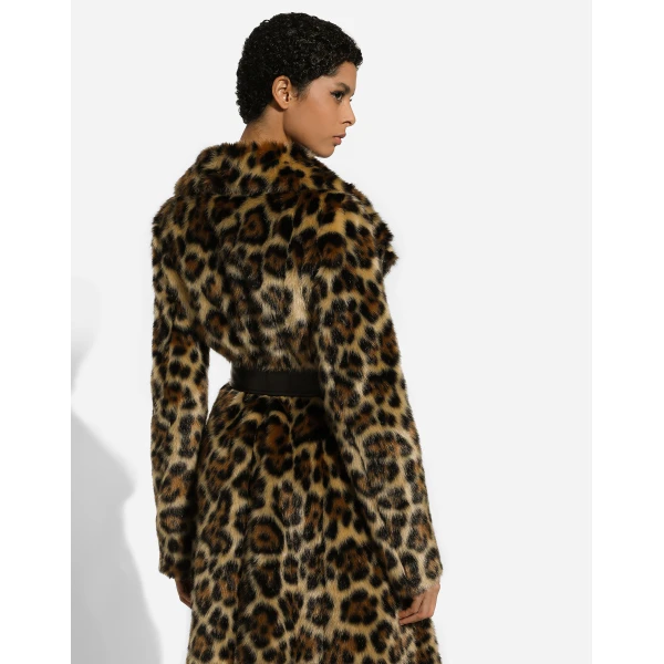 Dolce & Gabbana Long leopard-print faux fur coat, view 6