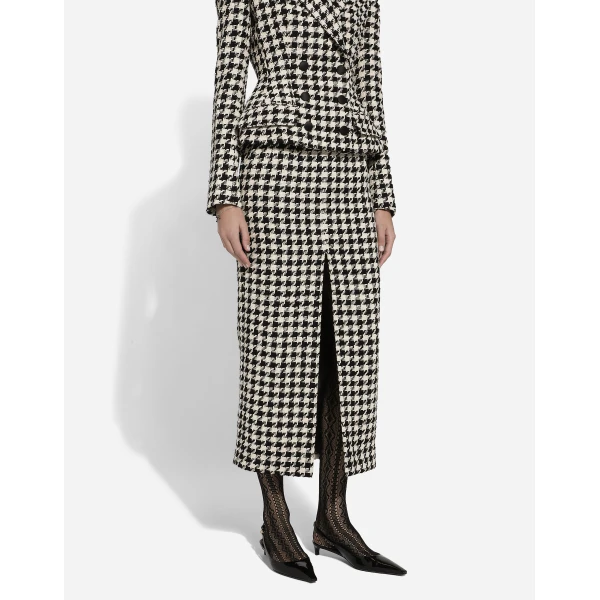 Dolce & Gabbana Long macro-houndstooth skirt, view 4