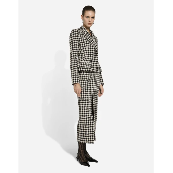 Dolce & Gabbana Long macro-houndstooth skirt, view 6
