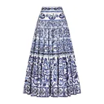 Dolce & Gabbana Long majolica-print poplin skirt