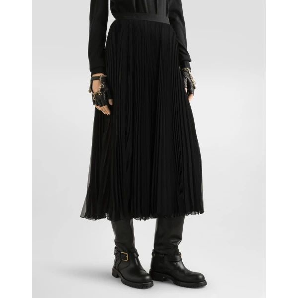 Dolce & Gabbana Long pleated chiffon skirt, view 2