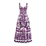Dolce & Gabbana Long poplin dress with Majolica print
